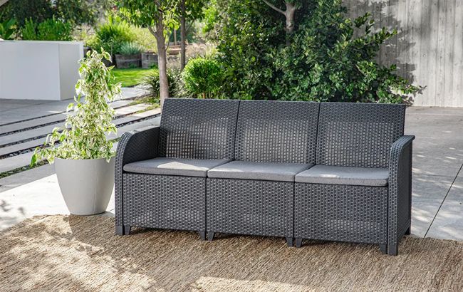 Rosalie 5 seater lounge set with storage table - Grey