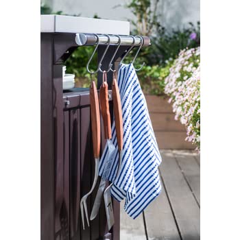 Keter Unity XL BBQ Side Table, Dimensions 134 x 51.7 x 89.6 cm, Grey, Weatherproof, Stainless Steel Worktop, Outdoor Sideboard, Perfect for Grilling in Spring