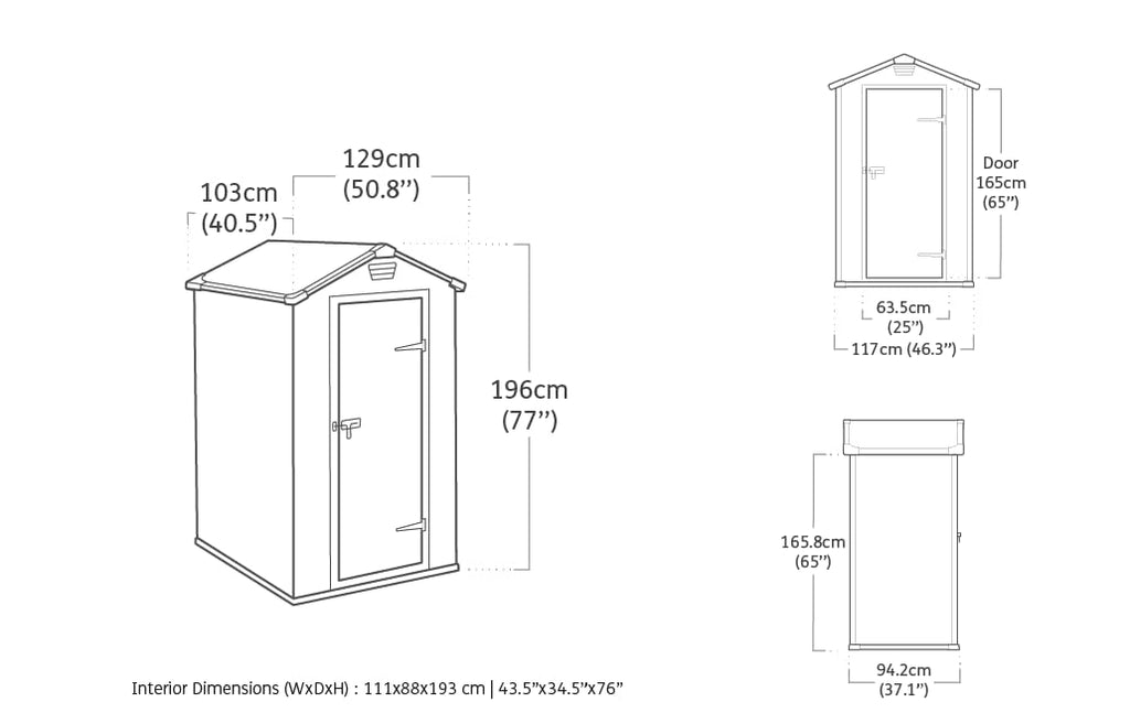Keter Manor Outdoor Garden Storage Shed, Grey, 4 x 3 ft