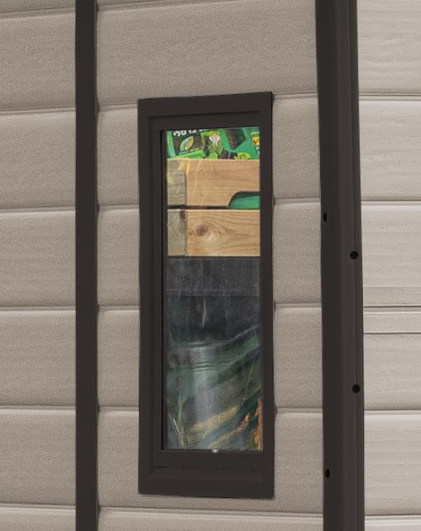 Keter Manor Outdoor Apex Double Door Garden Storage Shed 6 x 5ft Beige Brown Wood effect | Fade Free | All Weather Resistant | Safe and Secure | Zero Maintenance | 15 year Warranty