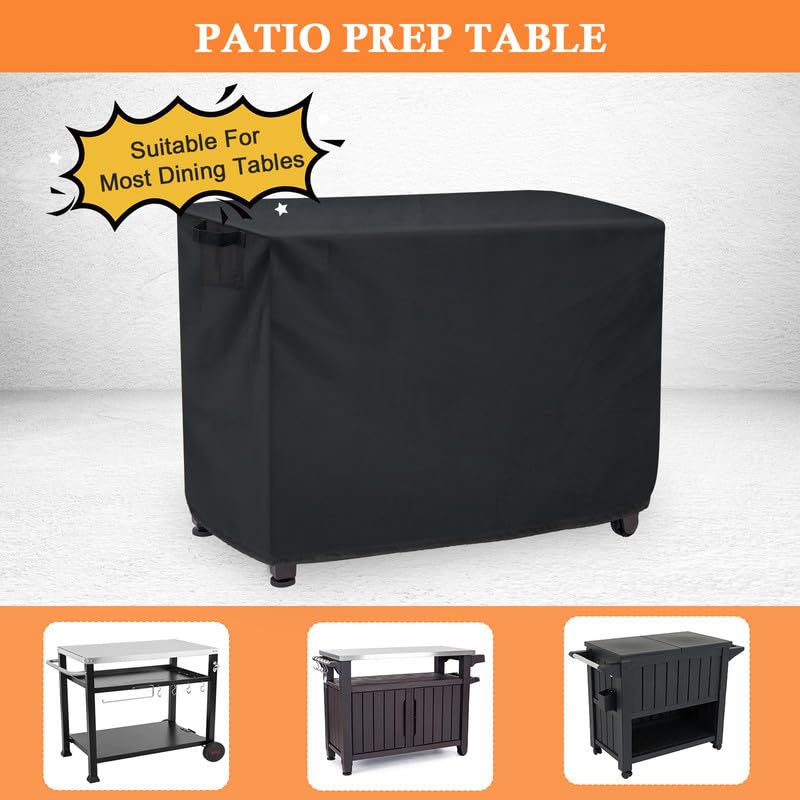 Hoedia Outdoor Prep Table Cover-52 Inch for Keter Unity XL & Storage Cabinet, 420D Bar Cart Cover Waterproof, Dustproof & UV Resistant