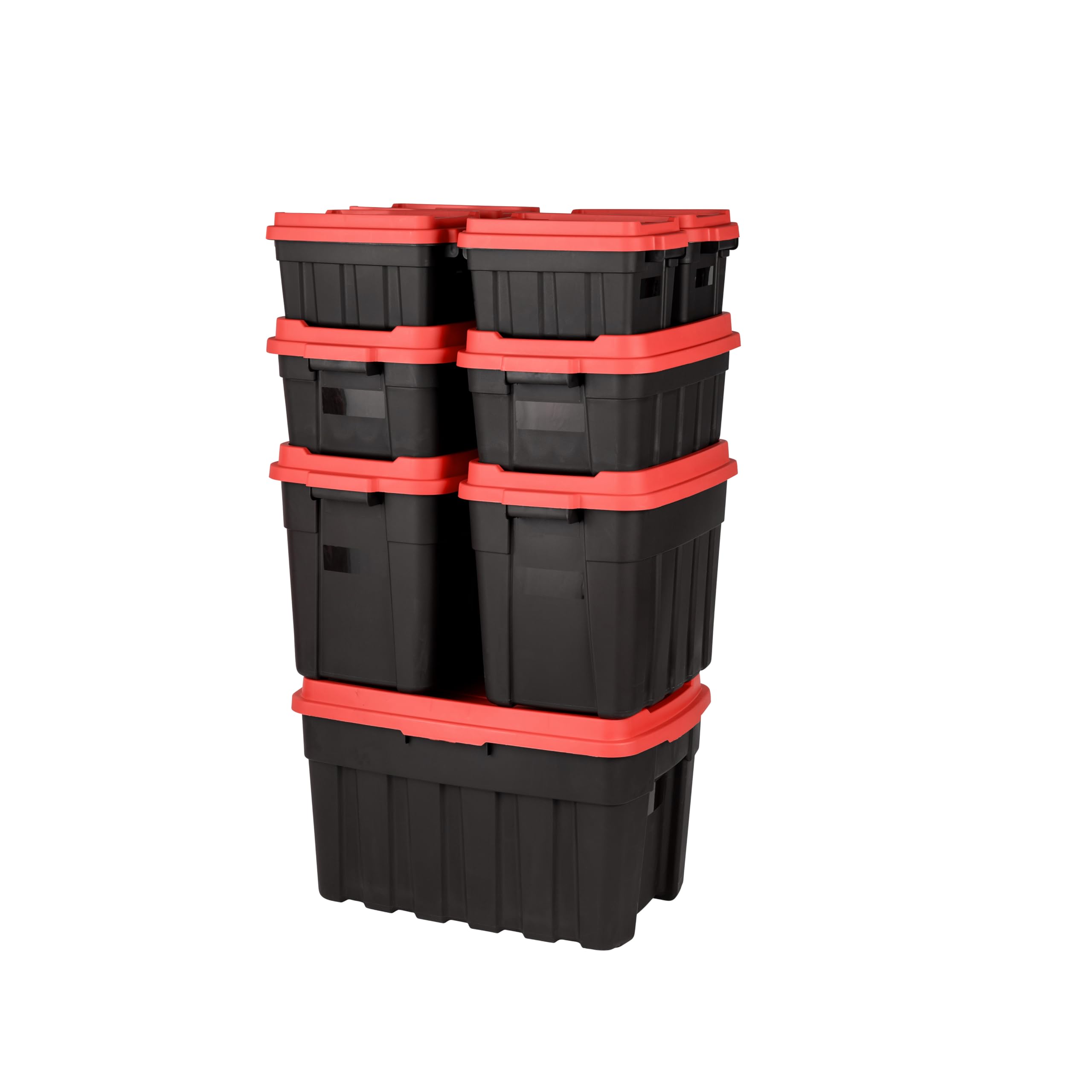 Keter Tuff Box 140L Storage Box with Lid, Durable, Water Resistant, Large Capacity, Stackable, Black/Red