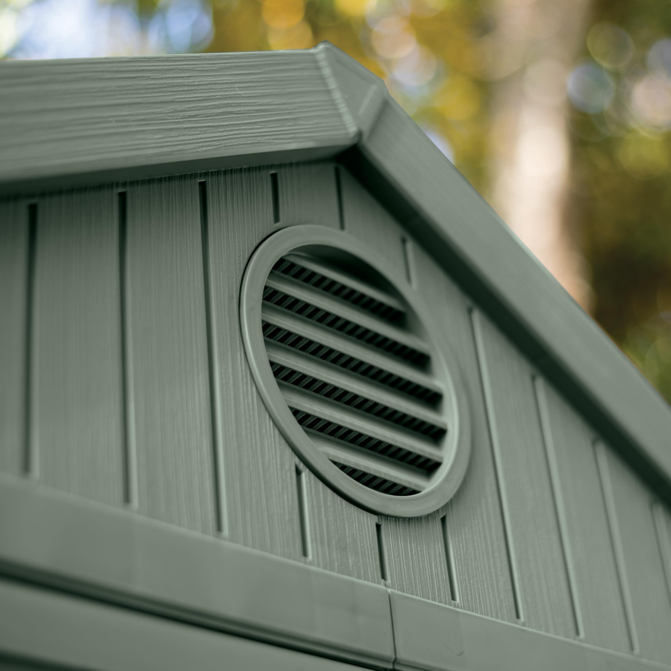 Keter Darwin 6x8ft Outdoor Resin Garden Shed – Green Evotech+ Wood-Look | Waterproof Resin Storage for Tools & Bikes | Double Doors | Lockable | 15 Yr Warranty | Zero Maintenance