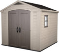 Keter Factor Outdoor Plastic Garden Storage Shed, Beige, 8 x 8 ft