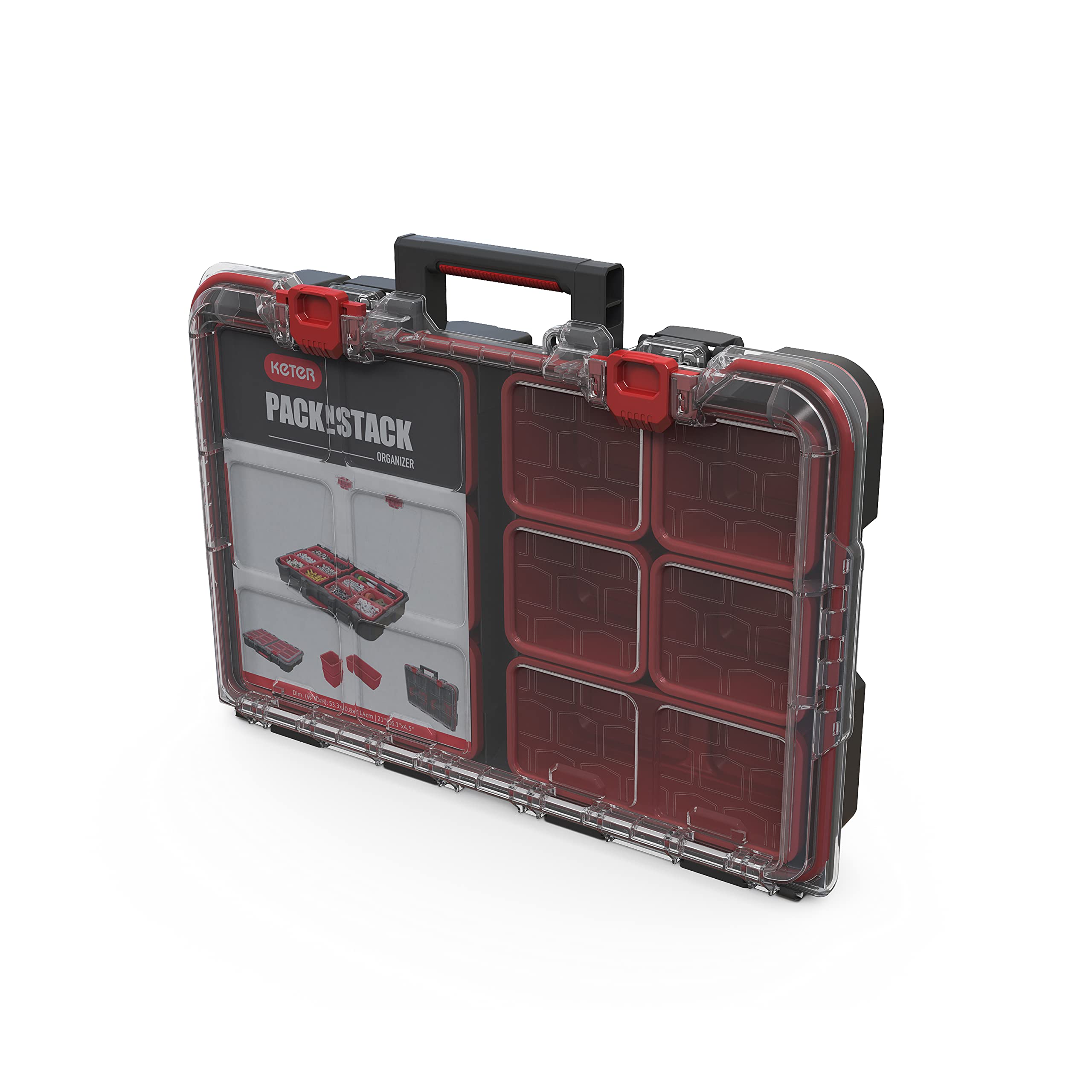 Keter Stack n' Roll Modular DIY Tool Storage System Cart with Wheels, Stackable, Lightweight, Durable, Water Resistant, Black