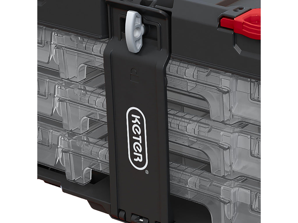 Keter Stack n' Roll Modular DIY 3 Organiser Set, Stackable, Lightweight, Durable, Water Resistant, Black