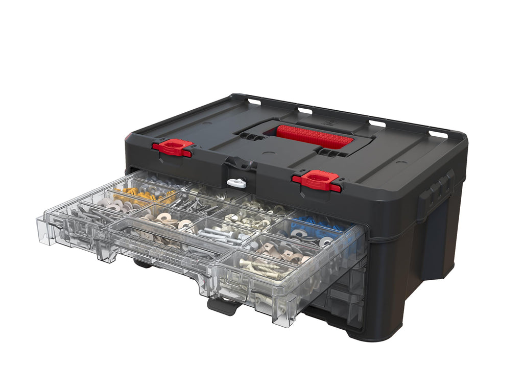 Keter Stack n' Roll Modular DIY 3 Organiser Set, Stackable, Lightweight, Durable, Water Resistant, Black