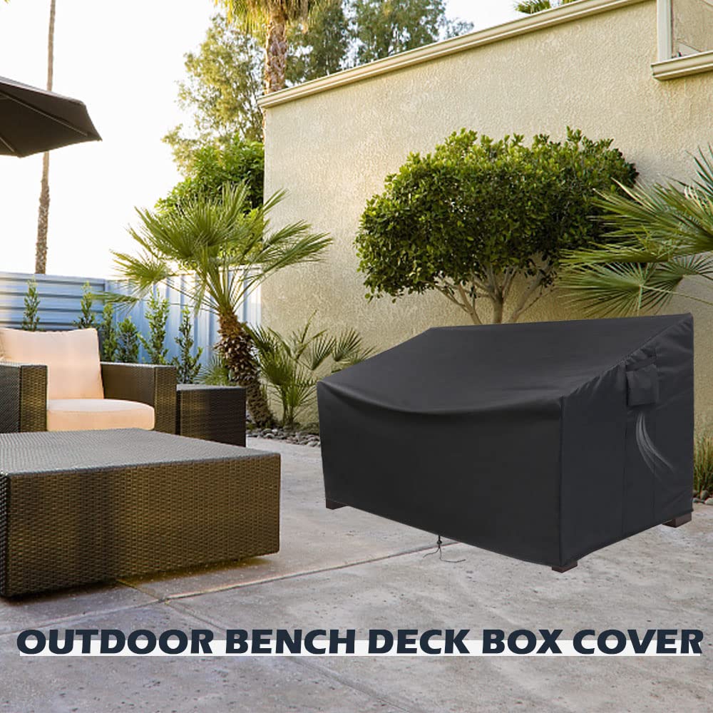 Guisong Outdoor Storage Bench Protector, Waterproof Cover for Keter 70 Gallon Deck Box, Patio Bench/Seating Storage Cabinet