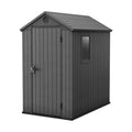 Keter Darwin Outdoor Apex Single Door Garden Storage Shed 6 x 4ft Grey Wood Look and Feel | Fade Free | All Weather Resistant | Safe and Secure | Zero Maintenance | 15 year Warranty
