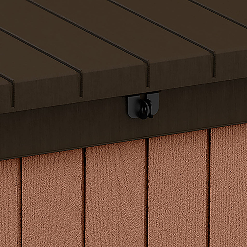 Keter Darwin 380L Outdoor Garden Furniture Storage Box Brown Evotech+ Wood Look and Feel | Fade Free | All Weather Resistant | Safe and Secure | Zero Maintenance | 2 year Warranty