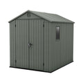 Keter Darwin 6x8ft Outdoor Resin Garden Shed – Green Evotech+ Wood-Look | Waterproof Resin Storage for Tools & Bikes | Double Doors | Lockable | 15 Yr Warranty | Zero Maintenance