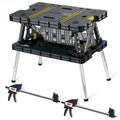 Keter Folding Work Table, Portable Workbench w/ 12" Clamps for Garage/Wood Shop