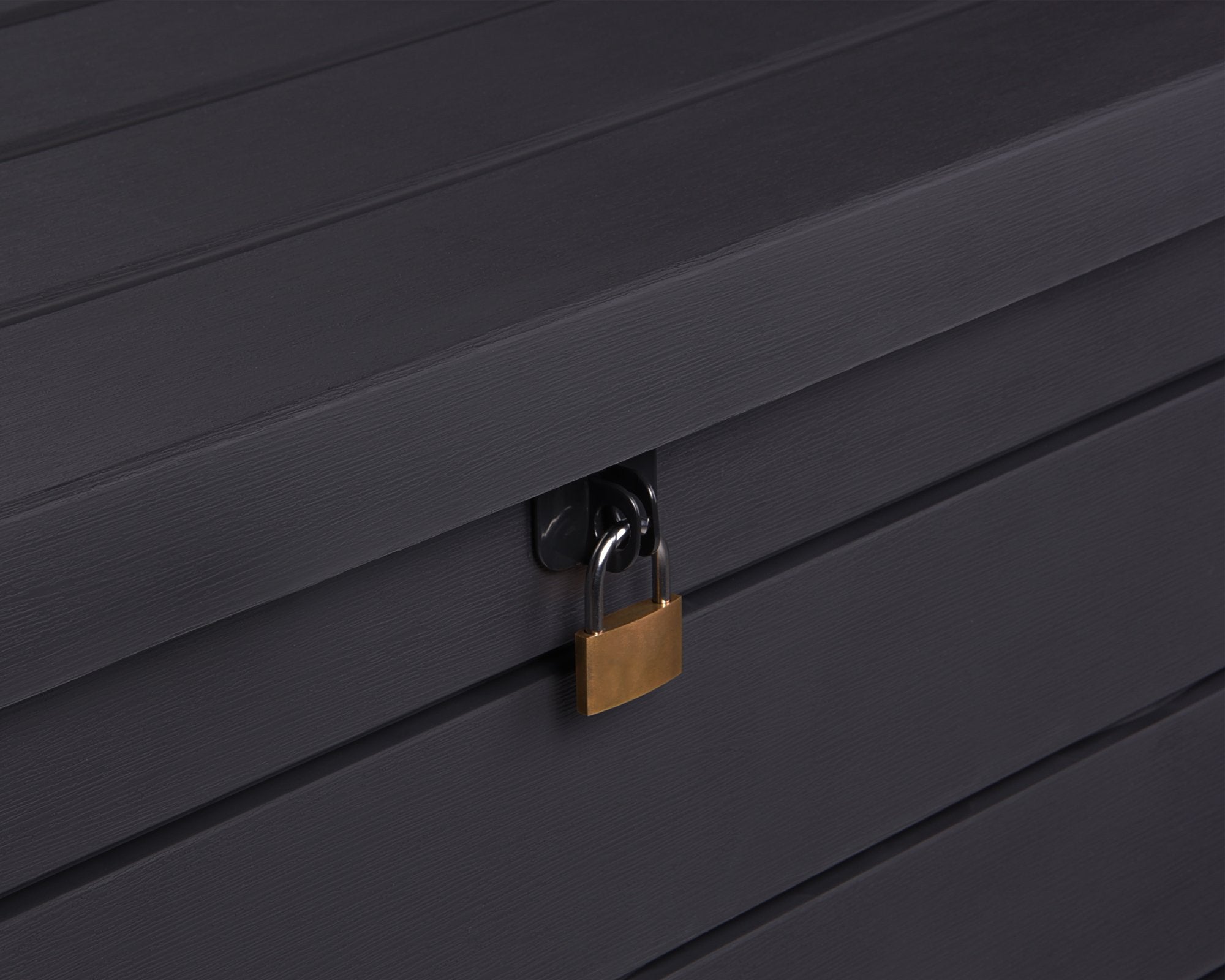 Keter Ontario XXL Cushion Box, Storage Box, Anthracite, 870 Litres, Wood Look with Gas Pressure Springs, Approx. 146 x 82 x 86 (H) cm