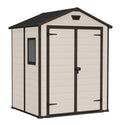 Keter Manor Outdoor Apex Double Door Garden Storage Shed 6 x 5ft Beige Brown Wood effect | Fade Free | All Weather Resistant | Safe and Secure | Zero Maintenance | 15 year Warranty