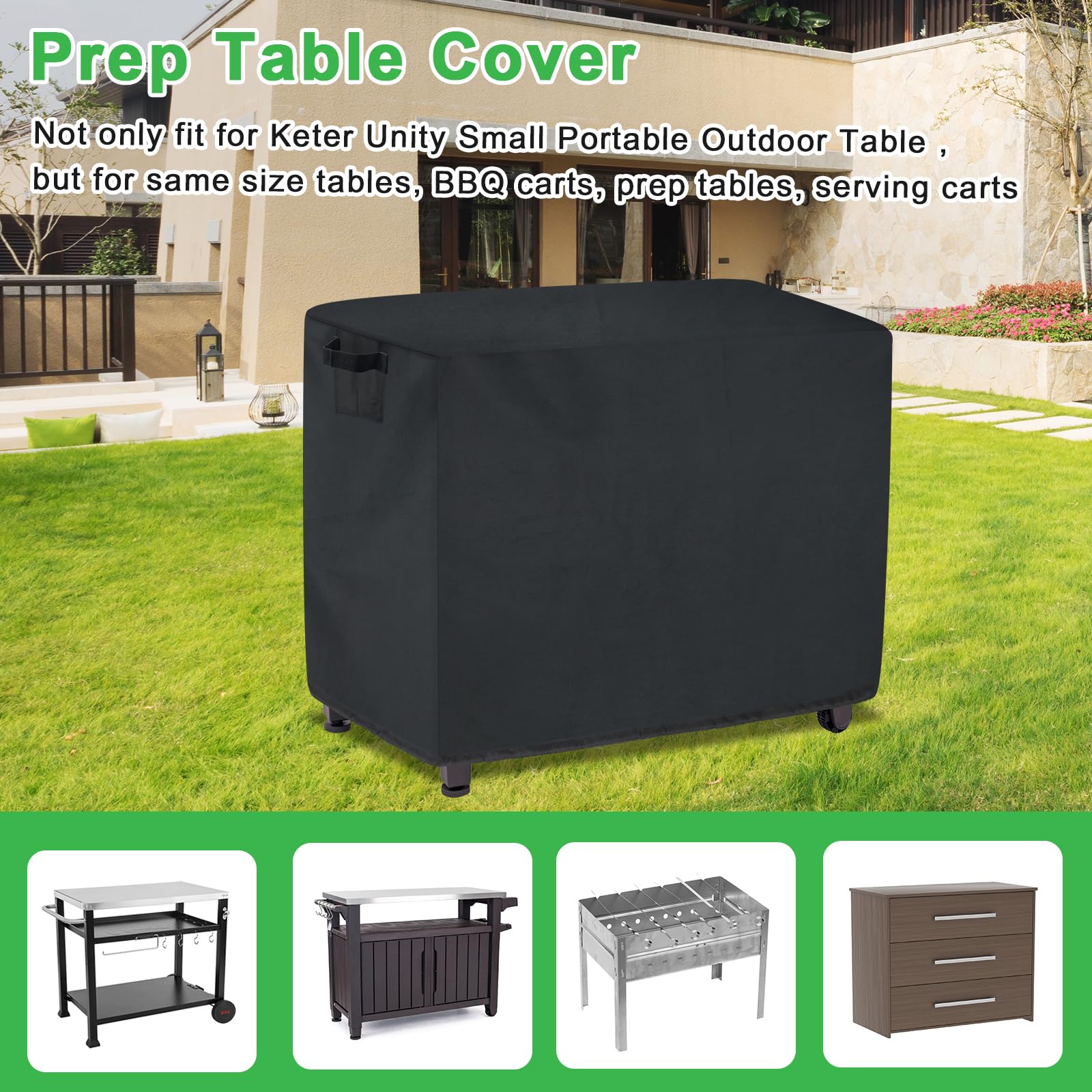 Outdoor Prep Table Cover for Keter Unity Small, Windspeed 420D Patio Table Cover for Keter Unity S, Waterproof (84x61x81cm)