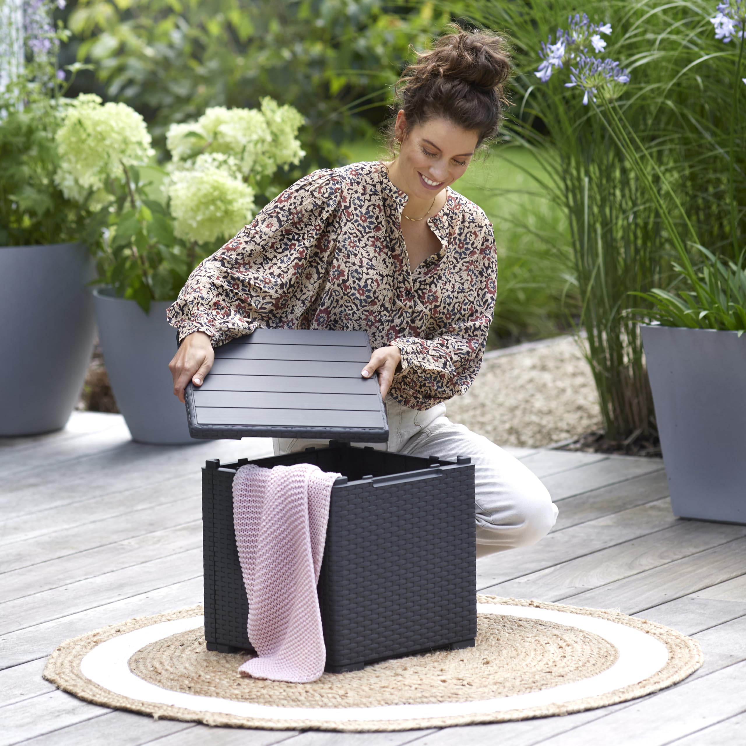 Keter Marie Outdoor Lounge Set | 2 Sofas + Vigo Storage Table + Cushions | Rattan-Effect Finish | Weatherproof Resin | 15-Min Easy Assembly | 3-Year Guarantee