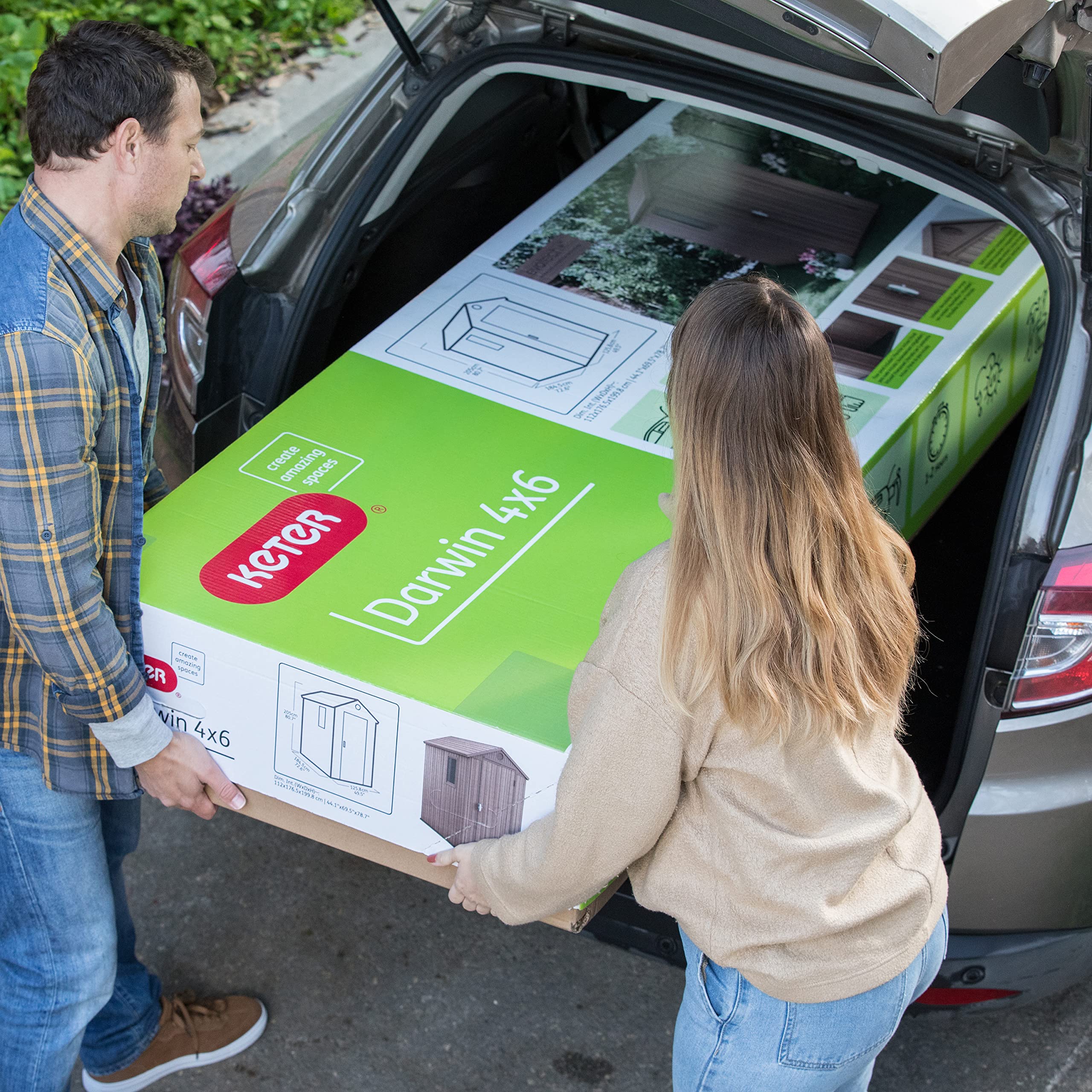 Keter Darwin Outdoor Apex Single Door Garden Storage Shed 6 x 4ft Grey Wood Look and Feel | Fade Free | All Weather Resistant | Safe and Secure | Zero Maintenance | 15 year Warranty