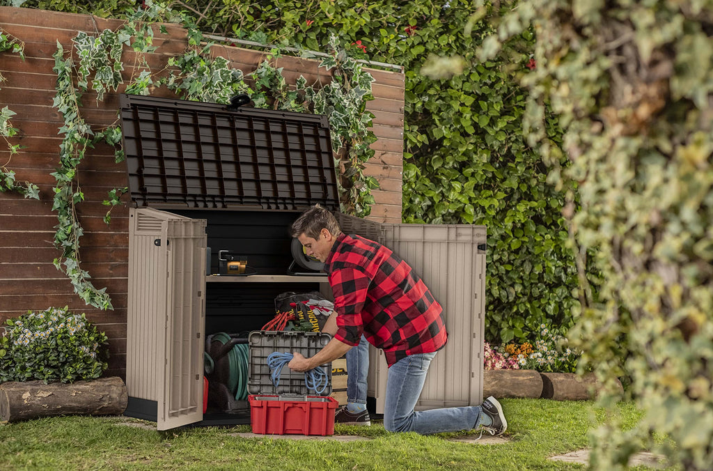 Keter Store it Out Midi Wheelie Bin Box Beige / Brown