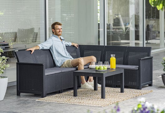 Emma 5 Seater Corner Set - Grey