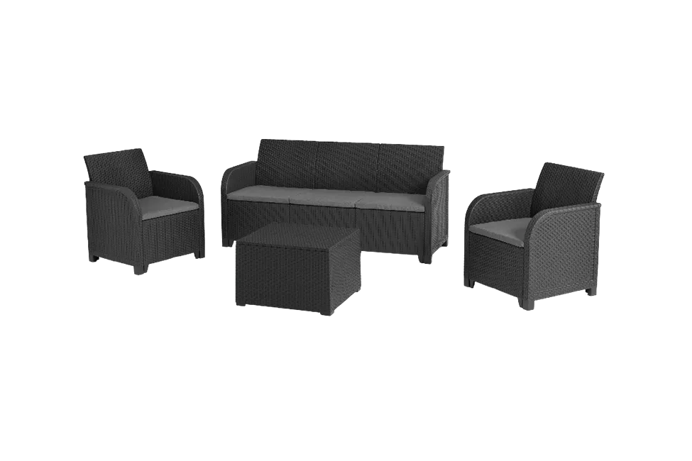 Rosalie 5 seater lounge set with storage table - Grey